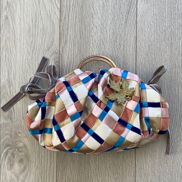 Woven ribbon multi colour clutch - Picture 1 of 6